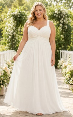 Plus Size Sweetheart Chiffon Outdoor Bridal A Line Gown
