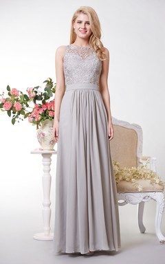 Tank-Stil A-Linien-Chiffonkleid mit Spitzenoberteil