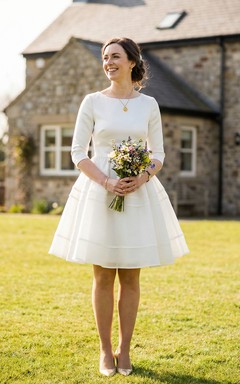 Plus Size Short Civil Wedding Dress with Sleeves