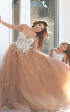 Wunderschöne Ballkleider mit Herzausschnitt und Perlenstickerei, Tüllkleid für Mutter und Tochter