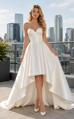 Structured Satin High Low Modern City Wedding Dress