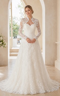 Brautkleid mit eckigem Ausschnitt, A-Linie und Schleppe, festlich