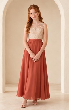 Elegantes, orangefarbenes Brautjungfernkleid im A-Linien-Stil mit Strasssteinen, kurzen Ärmeln und Spitze