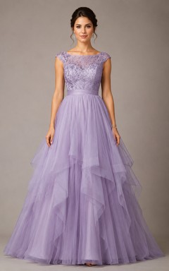 Lilac Bateau Ball Gown Quinceanera Dress