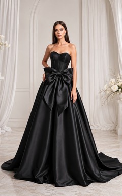 Black Ball Gown Strapless a Elegant Bridal Wedding Dress