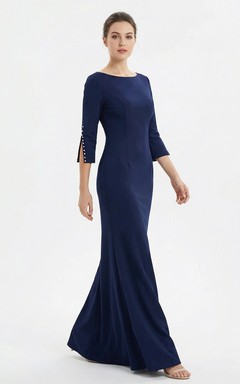 3/4 Sleeve Spandex Mermaid Dress with Pearls