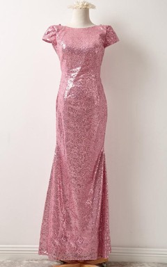 Rose Gold Sequin Prom Bridesmaid Short Sleeve Rose Gold Sequin Sexy Formal Elegant Evening Petit Bonheur Dress