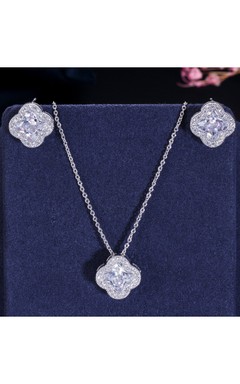Besonderes mehrfarbiges Strass-Schmuckset für Braut und Cocktailpartys: Halskette und Ohrringe
