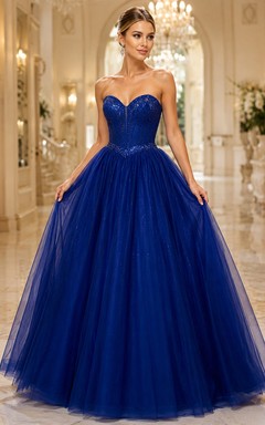 Royal Blue Sweetheart Tulle Ball Gown Formal Dress