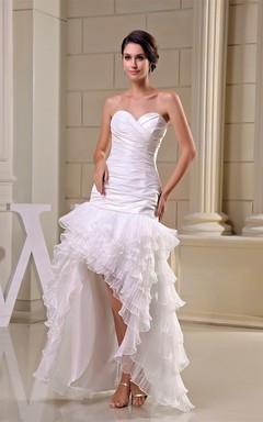 Criss-Cross Sweetheart High-Low Tiers and Dress With Ruching