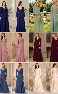 Long Sleeve A-Line Formal Gown Dress Occasion Variation Four