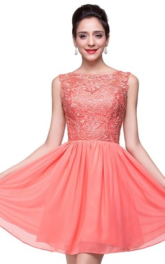 Lovely Lace Sleeveless Hoemcoming Dress Short Chiffon