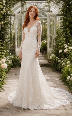 Long Sleeve Lace Mermaid Wedding Dress