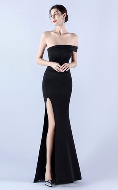 Satin-Abendkleid mit einer Schulter für festliche Anlässe und Bankette