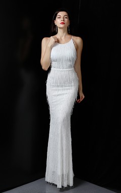 Vestido de noche elegante con borla de hilo de seda de poliéster y lentejuelas estilo cola de pez para banquetes, reuniones y eventos. Ideal para anfitriones. Modelo de coche. Otoño.