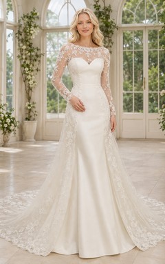 Modest High Neck Sheath Bridal Classic Wedding Dress Lace