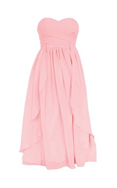 Tea-length Sweetheart Criss-cross Chiffon A-line Dress
