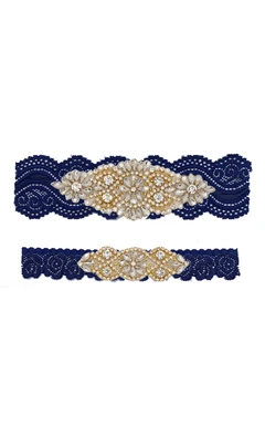 Blue Lace with Gold Beading