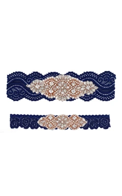Blue Lace with Rose Gold Beading