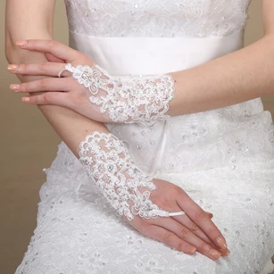 New Lace Sequins Hooks Short Length Strap Gloves