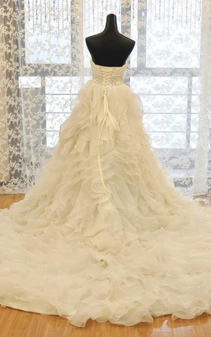 Cheap Organza Ball Gown Bridal Dresses Organza Ruffled Wedding