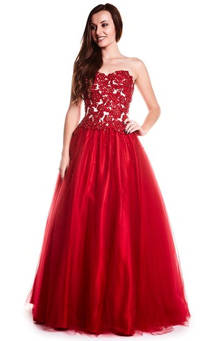 Red Prom Dresses Corset Back
