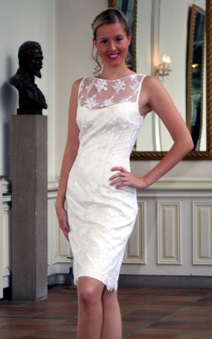 Reception Dinner Dresses Party Dorris Wedding Sheath Sleeveless Short Lace Gown With Up Back