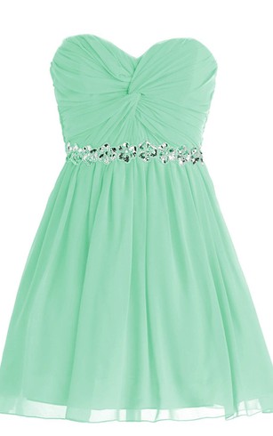 Mint Pale Green Color Formal Dress Prom Dresses Dorris Sweetheart Ruched A Line Short Dress With Sequined Band