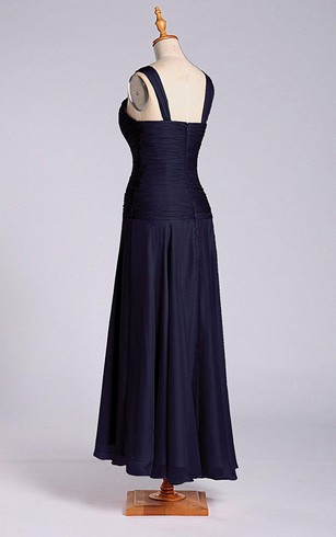 Midnight Blue Bridesmaid Dresses Dark Dress Amazing A Line Tea Length Dress With Dropped Waist