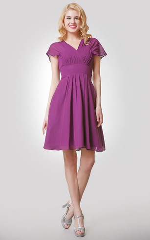 Short Black Bridesmaid Dresses Free Swatches Dorris Wedding Short A Line Chiffon Empire Dress With Ruched V Neck