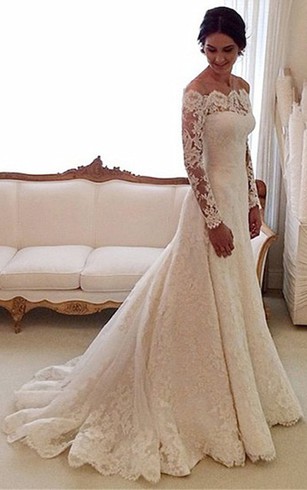 Short Figure Curvy Bride Dresses Wedding Dress For Small Size Plus Off Shoulder All Lace A Line Gown With Long Sleeves