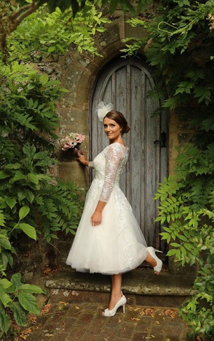 Outdoor Wedding Gown Casual Garden Bridal Dresses Dorris 1950s Lace And Tulle Tea Wedding Dress