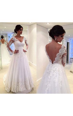 Wedding Dresses For Bust Dorris Illusion Long Sleeved A Line Pleated Dress With Full Lace