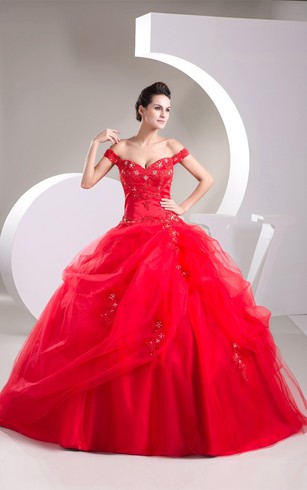 Red ball gown wedding dress
