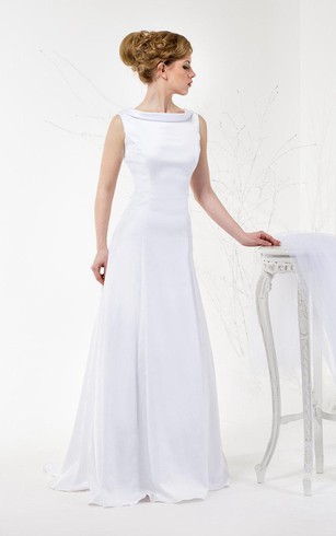 Casual Wedding Dresses For Summer Dorris Satin Sleeveless A Line Cowl Neck Dress With Deep V Back