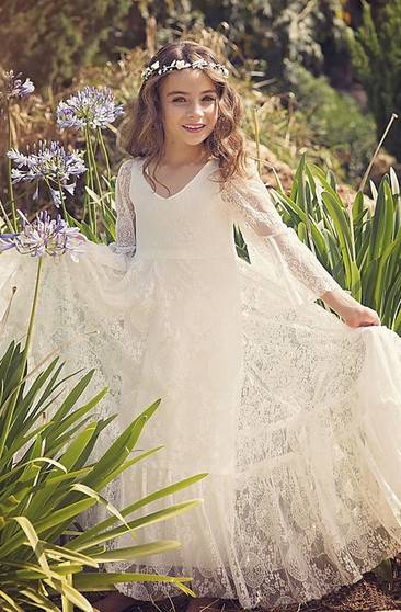 white flowy flower girl dress