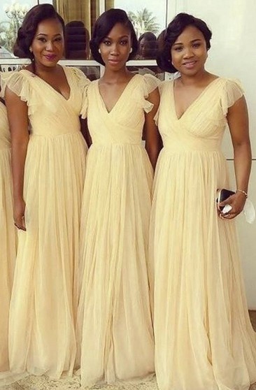 Pale Yellow Bridesmaid Dresses Light Yellow Formal Gowns