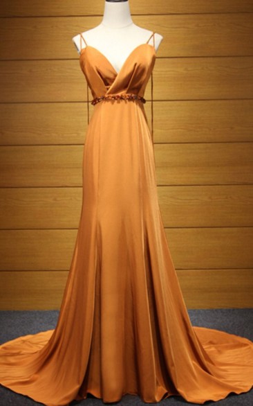 Casual Jersey Floor-length Sleeveless A Line Open Back Formal Dress with Sash
