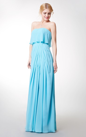 Enchanting Strapless Long Chiffon Dress With Front Side Slit
