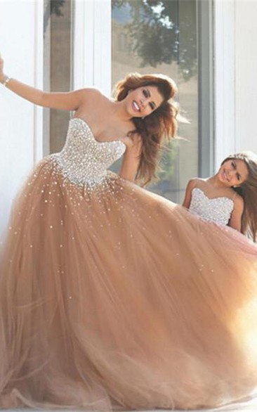 Gorgeous Sweetheart Beadings Prom Dresses Tulle Mother and Daughter Dress