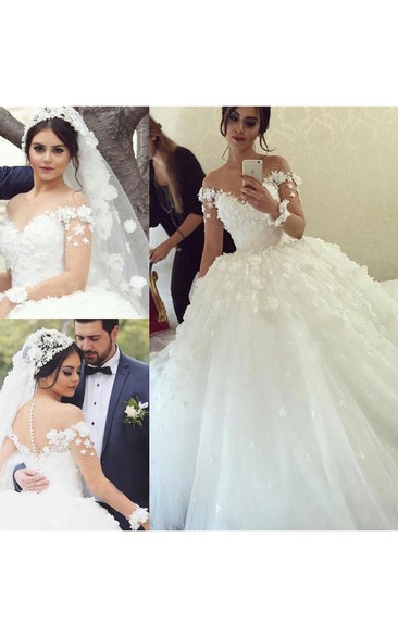 Glamorous Off the Shoulder Ball Gown Wedding Dresses Tulle
