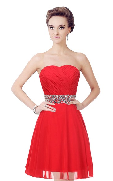 Strapless A-line Dress With Crystal Embellishments