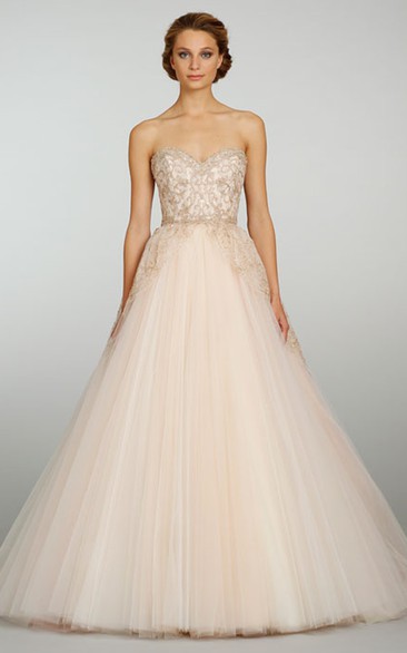Fabulous Sweetheart Tulle Ball Gown With Lace Embroidery