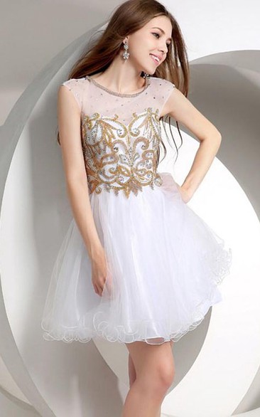 Shiny A-Line Short Length Junior Prom Dress