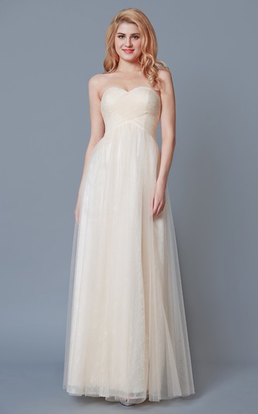 Sweetheart Empire Waist A-line Tulle Dress With Lace Liner