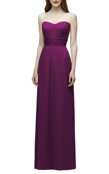 Strapless Ruched Floor-length Bridesmaid Dress