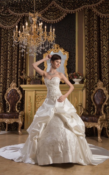 Sweetheart Embroidered Pick Up and Ball-Gown With Beading