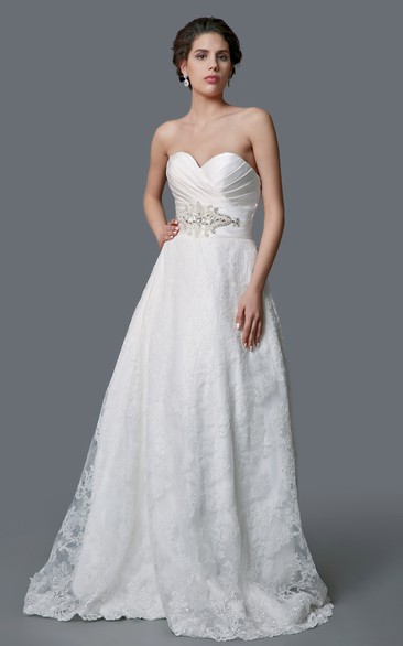 Gorgeous Sweetheart Backless Satin and Lace Ball Gown