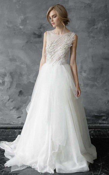 Tulle Beaded Embroidered Wedding Dress