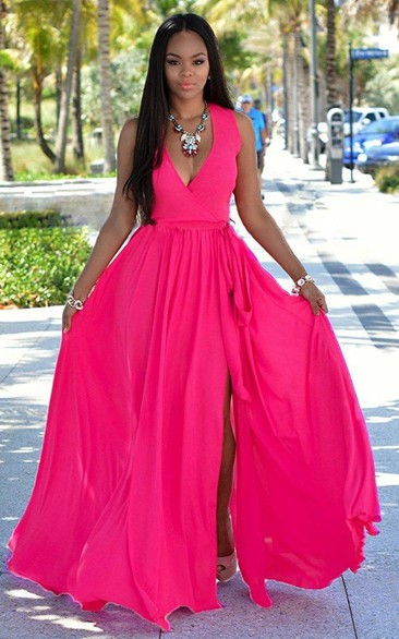 hot pink maid of honor dresses